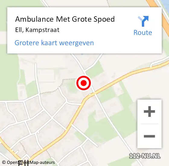 Locatie op kaart van de 112 melding: Ambulance Met Grote Spoed Naar Ell, Kampstraat op 20 augustus 2017 01:16