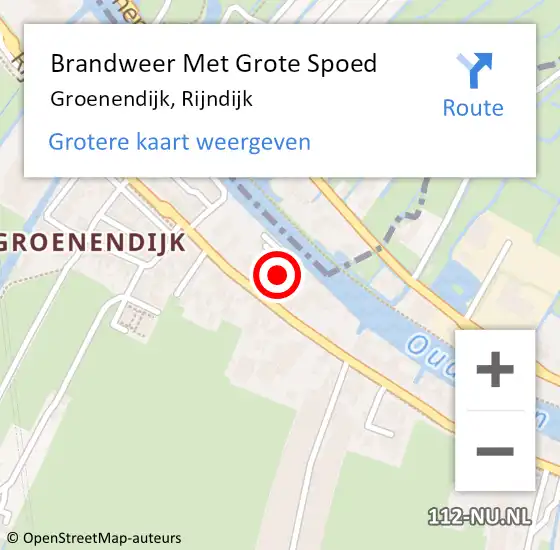 Locatie op kaart van de 112 melding: Brandweer Met Grote Spoed Naar Groenendijk, Rijndijk op 20 augustus 2017 01:17