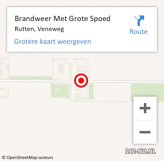 Locatie op kaart van de 112 melding: Brandweer Met Grote Spoed Naar Rutten, Veneweg op 20 augustus 2017 03:00