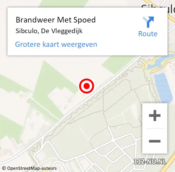 Locatie op kaart van de 112 melding: Brandweer Met Spoed Naar Sibculo, De Vleggedijk op 30 januari 2014 05:58