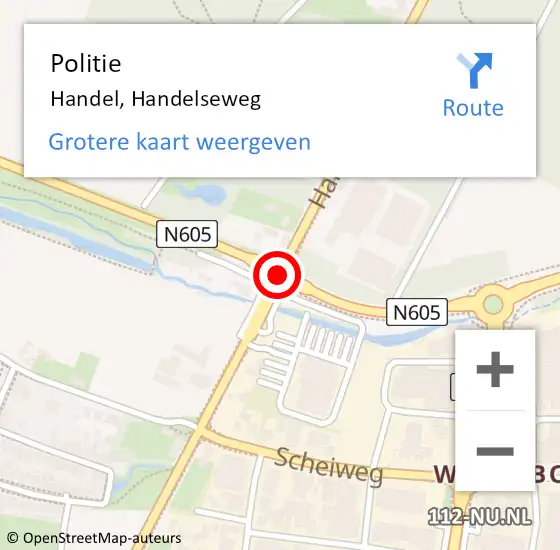 Locatie op kaart van de 112 melding: Politie Handel, Handelseweg op 20 augustus 2017 03:32