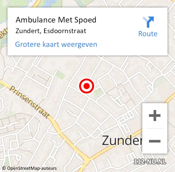 Locatie op kaart van de 112 melding: Ambulance Met Spoed Naar Zundert, Esdoornstraat op 20 augustus 2017 04:07