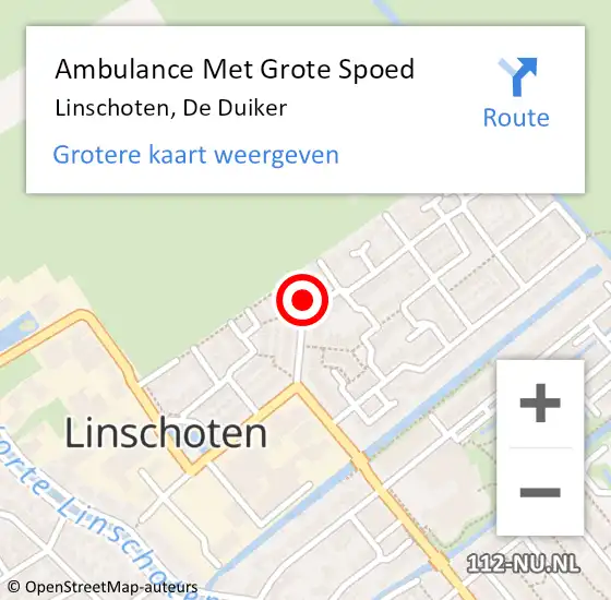 Locatie op kaart van de 112 melding: Ambulance Met Grote Spoed Naar Linschoten, De Duiker op 20 augustus 2017 05:10