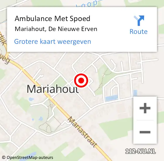 Locatie op kaart van de 112 melding: Ambulance Met Spoed Naar Mariahout, De Nieuwe Erven op 20 augustus 2017 06:02