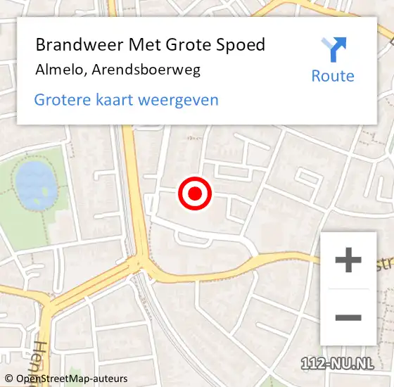 Locatie op kaart van de 112 melding: Brandweer Met Grote Spoed Naar Almelo, Arendsboerweg op 20 augustus 2017 07:08