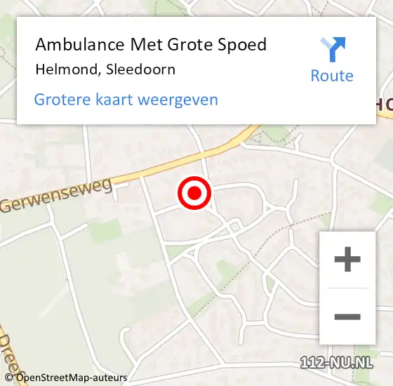 Locatie op kaart van de 112 melding: Ambulance Met Grote Spoed Naar Helmond, Sleedoorn op 20 augustus 2017 08:19