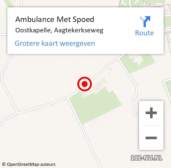 Locatie op kaart van de 112 melding: Ambulance Met Spoed Naar Oostkapelle, Aagtekerkseweg op 20 augustus 2017 09:11