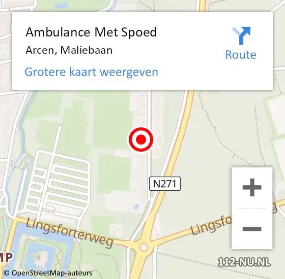 Locatie op kaart van de 112 melding: Ambulance Met Spoed Naar Arcen, Maliebaan op 20 augustus 2017 09:34