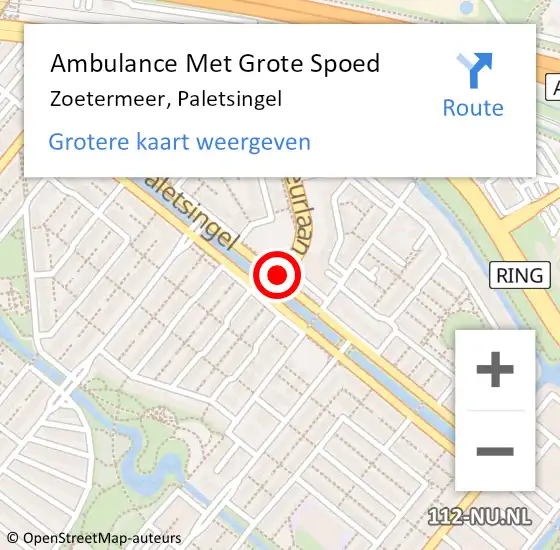 Locatie op kaart van de 112 melding: Ambulance Met Grote Spoed Naar Zoetermeer, Paletsingel op 20 augustus 2017 09:39