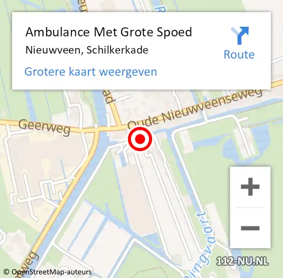 Locatie op kaart van de 112 melding: Ambulance Met Grote Spoed Naar Nieuwveen, Schilkerkade op 20 augustus 2017 10:38