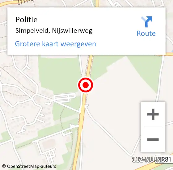 Locatie op kaart van de 112 melding: Politie Simpelveld, Nijswillerweg op 20 augustus 2017 10:44