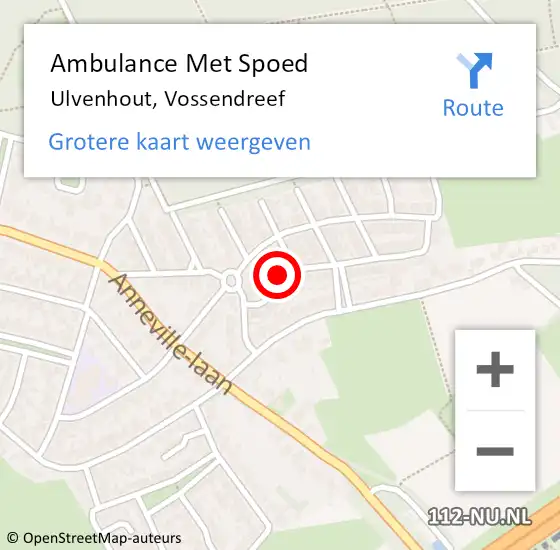 Locatie op kaart van de 112 melding: Ambulance Met Spoed Naar Ulvenhout, Vossendreef op 20 augustus 2017 11:13