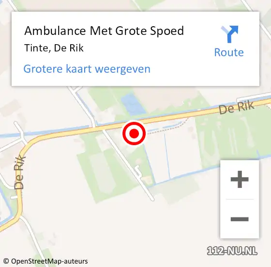 Locatie op kaart van de 112 melding: Ambulance Met Grote Spoed Naar Tinte, De Rik op 20 augustus 2017 11:19