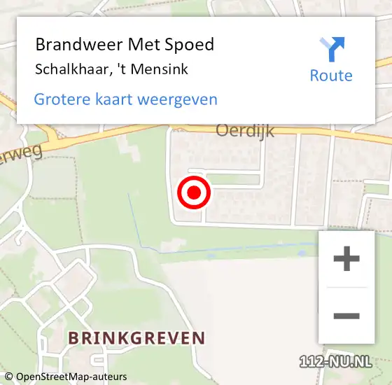 Locatie op kaart van de 112 melding: Brandweer Met Spoed Naar Schalkhaar, 't Mensink op 20 augustus 2017 12:15