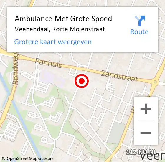Locatie op kaart van de 112 melding: Ambulance Met Grote Spoed Naar Veenendaal, Korte Molenstraat op 20 augustus 2017 12:23