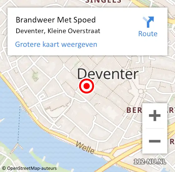 Locatie op kaart van de 112 melding: Brandweer Met Spoed Naar Deventer, Kleine Overstraat op 20 augustus 2017 12:39