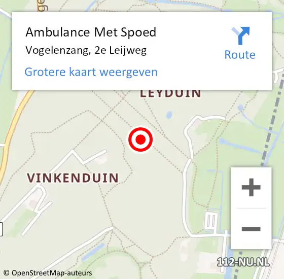 Locatie op kaart van de 112 melding: Ambulance Met Spoed Naar Vogelenzang, 2e Leijweg op 20 augustus 2017 12:39