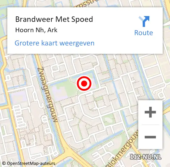 Locatie op kaart van de 112 melding: Brandweer Met Spoed Naar Hoorn Nh, Ark op 20 augustus 2017 12:57