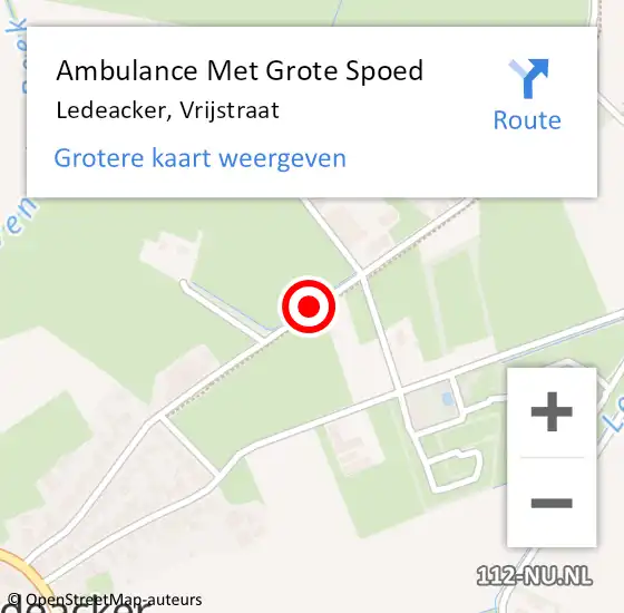 Locatie op kaart van de 112 melding: Ambulance Met Grote Spoed Naar Ledeacker, Vrijstraat op 20 augustus 2017 13:42