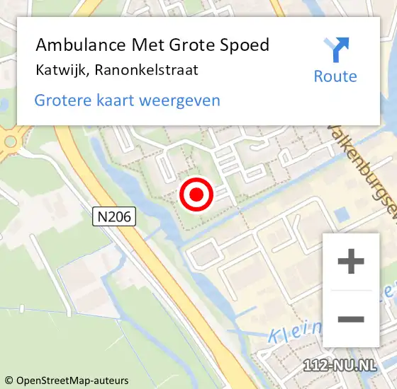 Locatie op kaart van de 112 melding: Ambulance Met Grote Spoed Naar Katwijk, Ranonkelstraat op 20 augustus 2017 14:03