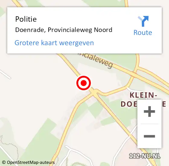 Locatie op kaart van de 112 melding: Politie Doenrade, Provincialeweg Noord op 20 augustus 2017 14:14