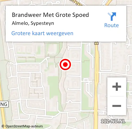 Locatie op kaart van de 112 melding: Brandweer Met Grote Spoed Naar Almelo, Sypesteyn op 20 augustus 2017 14:46