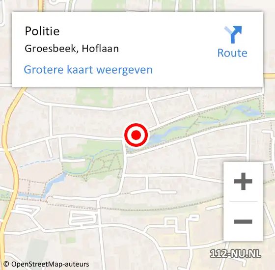 Locatie op kaart van de 112 melding: Politie Groesbeek, Hoflaan op 20 augustus 2017 14:58