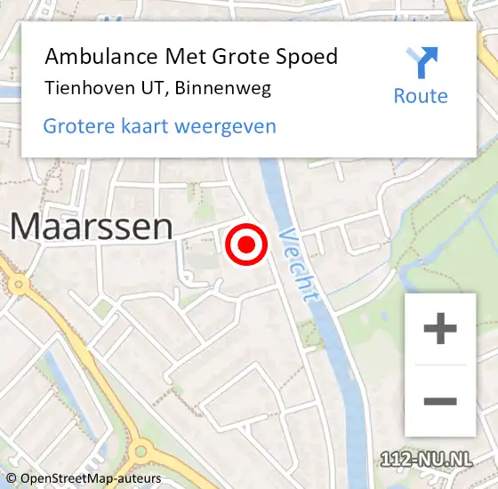 Locatie op kaart van de 112 melding: Ambulance Met Grote Spoed Naar Tienhoven UT, Binnenweg op 20 augustus 2017 15:15