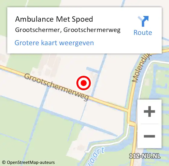 Locatie op kaart van de 112 melding: Ambulance Met Spoed Naar Grootschermer, Grootschermerweg op 20 augustus 2017 15:18