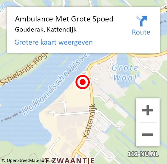 Locatie op kaart van de 112 melding: Ambulance Met Grote Spoed Naar Gouderak, Kattendijk op 20 augustus 2017 15:27