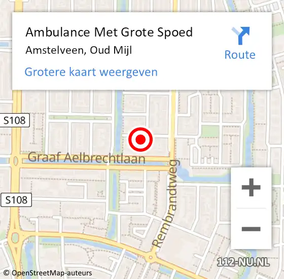 Locatie op kaart van de 112 melding: Ambulance Met Grote Spoed Naar Amstelveen, Oud Mijl op 20 augustus 2017 15:46