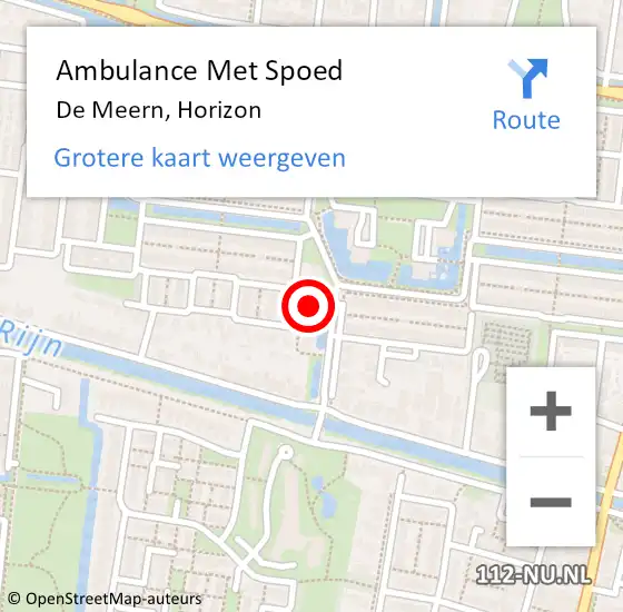 Locatie op kaart van de 112 melding: Ambulance Met Spoed Naar De Meern, Horizon op 20 augustus 2017 16:38