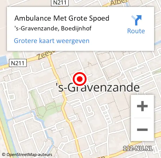 Locatie op kaart van de 112 melding: Ambulance Met Grote Spoed Naar 's-Gravenzande, Boedijnhof op 20 augustus 2017 16:46