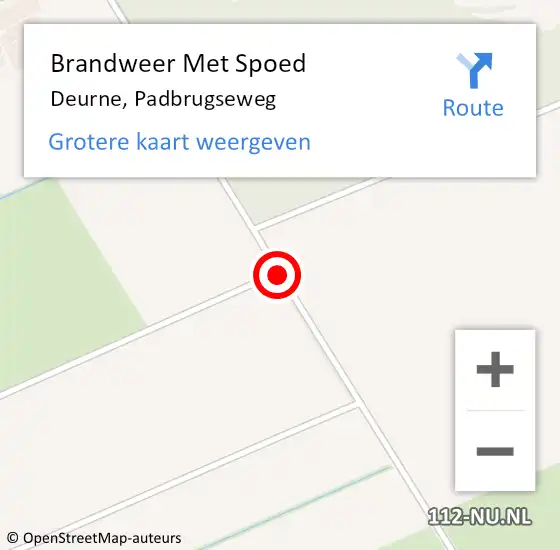 Locatie op kaart van de 112 melding: Brandweer Met Spoed Naar Deurne, Padbrugseweg op 20 augustus 2017 16:59