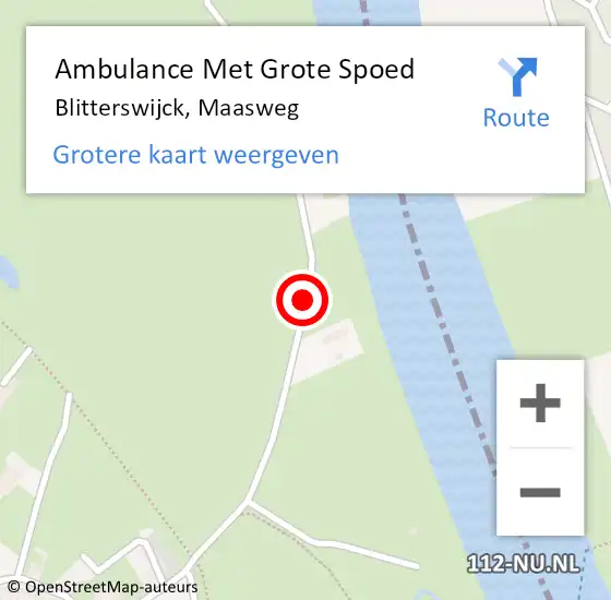 Locatie op kaart van de 112 melding: Ambulance Met Grote Spoed Naar Blitterswijck, Maasweg op 20 augustus 2017 17:24