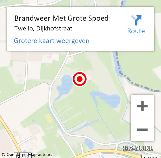 Locatie op kaart van de 112 melding: Brandweer Met Grote Spoed Naar Twello, Dijkhofstraat op 20 augustus 2017 17:36