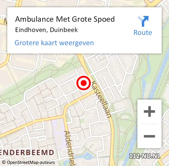 Locatie op kaart van de 112 melding: Ambulance Met Grote Spoed Naar Eindhoven, Duinbeek op 20 augustus 2017 17:37