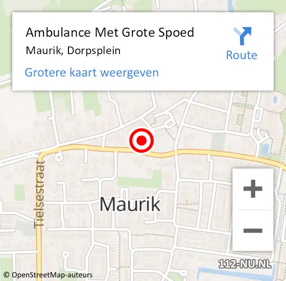 Locatie op kaart van de 112 melding: Ambulance Met Grote Spoed Naar Maurik, Dorpsplein op 20 augustus 2017 17:38