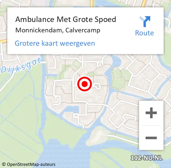 Locatie op kaart van de 112 melding: Ambulance Met Grote Spoed Naar Monnickendam, Calvercamp op 20 augustus 2017 17:51