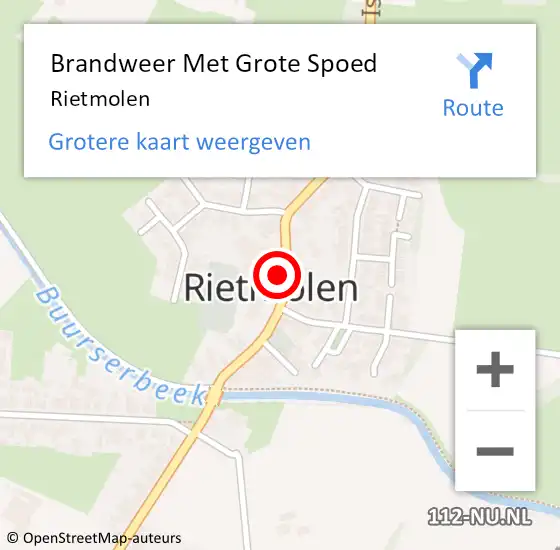 Locatie op kaart van de 112 melding: Brandweer Met Grote Spoed Naar Rietmolen op 20 augustus 2017 17:58