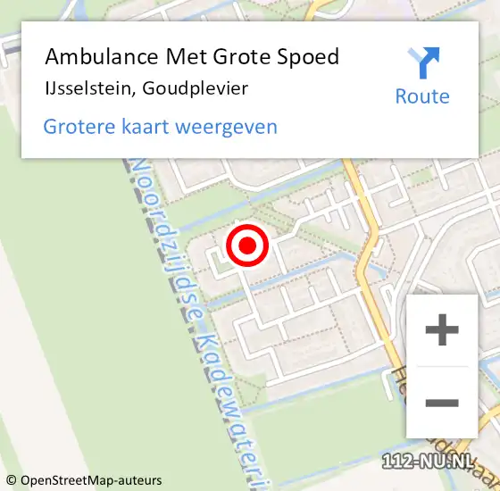 Locatie op kaart van de 112 melding: Ambulance Met Grote Spoed Naar IJsselstein, Goudplevier op 20 augustus 2017 18:05