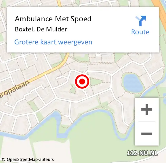 Locatie op kaart van de 112 melding: Ambulance Met Spoed Naar Boxtel, De Mulder op 20 augustus 2017 18:11