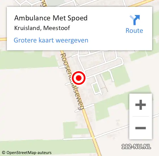 Locatie op kaart van de 112 melding: Ambulance Met Spoed Naar Kruisland, Meestoof op 20 augustus 2017 18:12