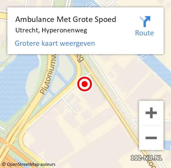 Locatie op kaart van de 112 melding: Ambulance Met Grote Spoed Naar Utrecht, Hyperonenweg op 30 januari 2014 08:14