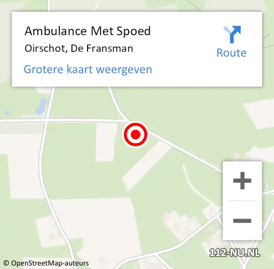 Locatie op kaart van de 112 melding: Ambulance Met Spoed Naar Oirschot, De Fransman op 20 augustus 2017 19:37