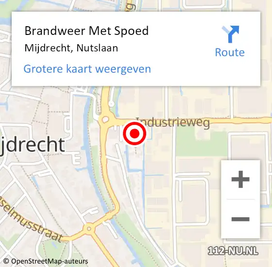 Locatie op kaart van de 112 melding: Brandweer Met Spoed Naar Mijdrecht, Nutslaan op 20 augustus 2017 19:54