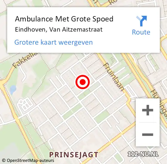 Locatie op kaart van de 112 melding: Ambulance Met Grote Spoed Naar Eindhoven, Van Aitzemastraat op 20 augustus 2017 20:20