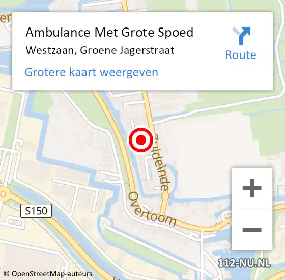 Locatie op kaart van de 112 melding: Ambulance Met Grote Spoed Naar Westzaan, Groene Jagerstraat op 20 augustus 2017 20:27