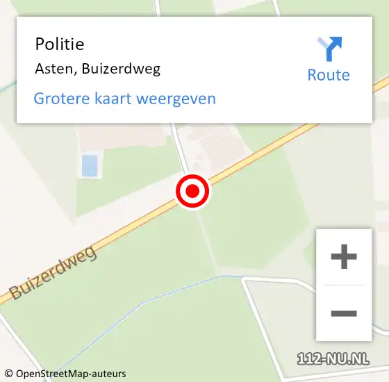 Locatie op kaart van de 112 melding: Politie Asten, Buizerdweg op 20 augustus 2017 20:30