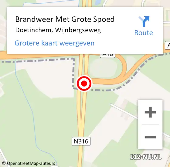 Locatie op kaart van de 112 melding: Brandweer Met Grote Spoed Naar Doetinchem, Wijnbergseweg op 30 januari 2014 08:20